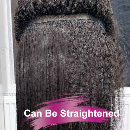GOLFMAX Kinky Straight Lace Front Wigs Human Hair Pre Plucked With Baby Hairs 180% Density Yaki Straight 13x4 Transparent HD Glueless Lace Wig Human Hair Wigs For Black Women 24 Inch