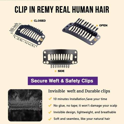 CindiRiver Curly Clip in Hair Extensions,Real Human Hair Water Wave Clip in Hair Extensions for Women,Remy Human Curly Clip ins Human Hair 8 Pcs with 20 Clips,24 inch
