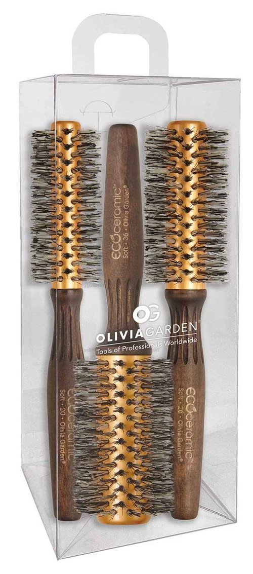 Olivia Garden Eco Ceramic Soft Bristles Round Thermal Hair Brush Set