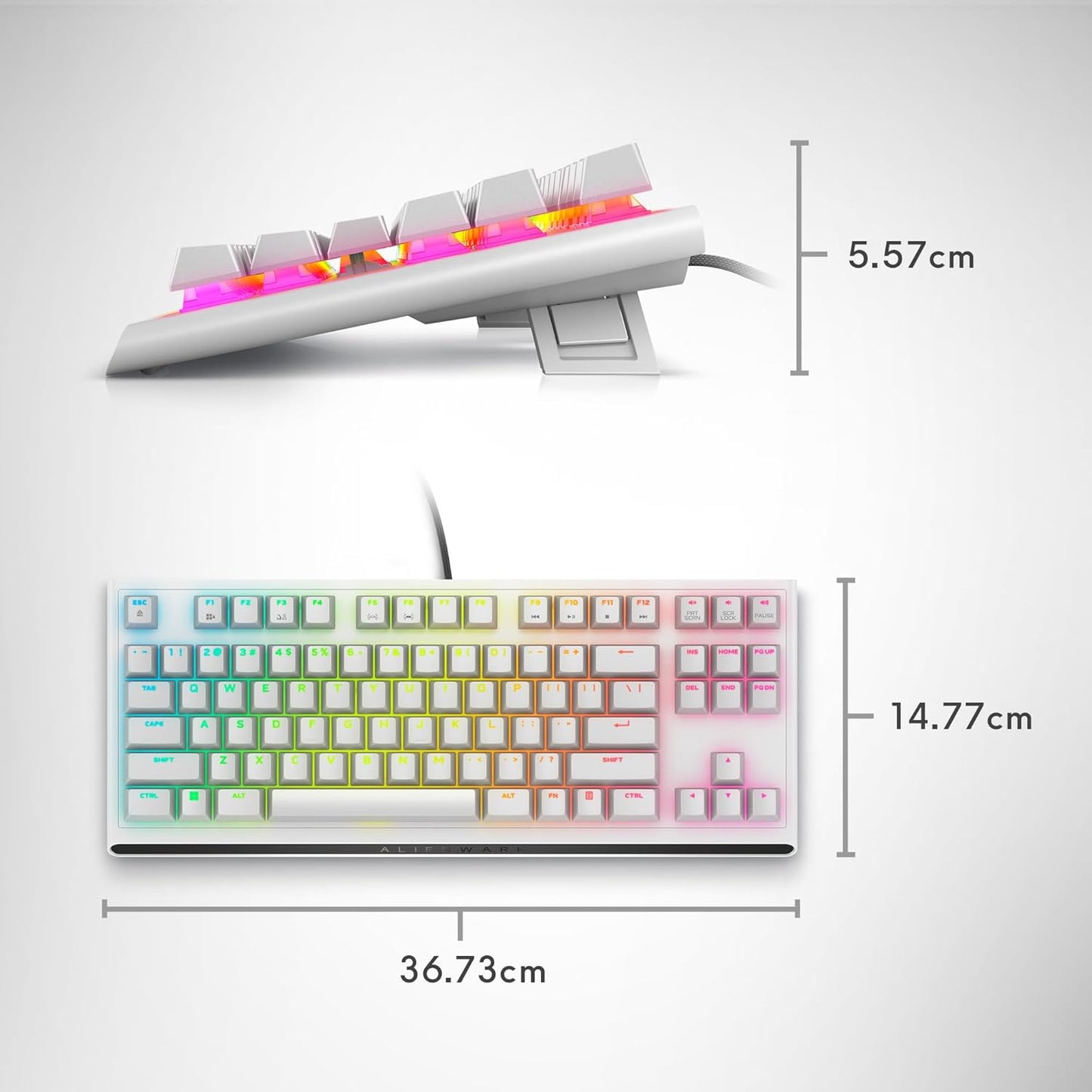 Alienware Low-Profile RGB Gaming Keyboard AW510K, AlienFx Per Key RGB LED Color Backlighting, Media CONTROLS & USB Passthrough, Cherry MX Low Profile Red Switches