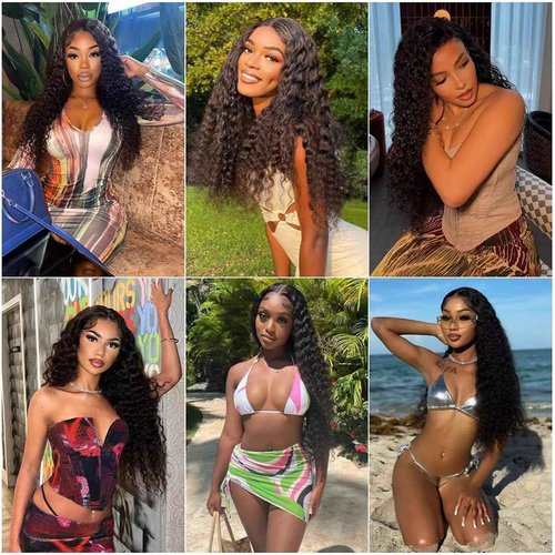 Human Hair Bundles Deep Wave Bundles 18 20 22inch Deep Wave 3 Bundles Weave 100% Unprocessed Brazilian Virgin Human Hair Deep Wave Bundles for Black Woman Nature Black