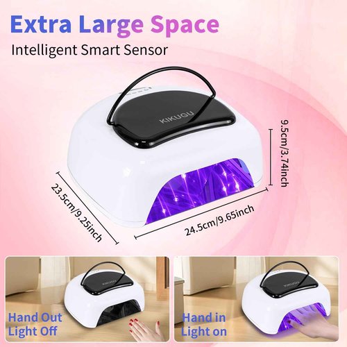 Kikugu Cordless Rechargeable UV LED Nail Lamp,96W UV Light for Gel Nails with Metallic Reflector & Metal Base, Fast Curing Lamp Manicure,Pedicure,Ideal for Nail Salon and Home(White)