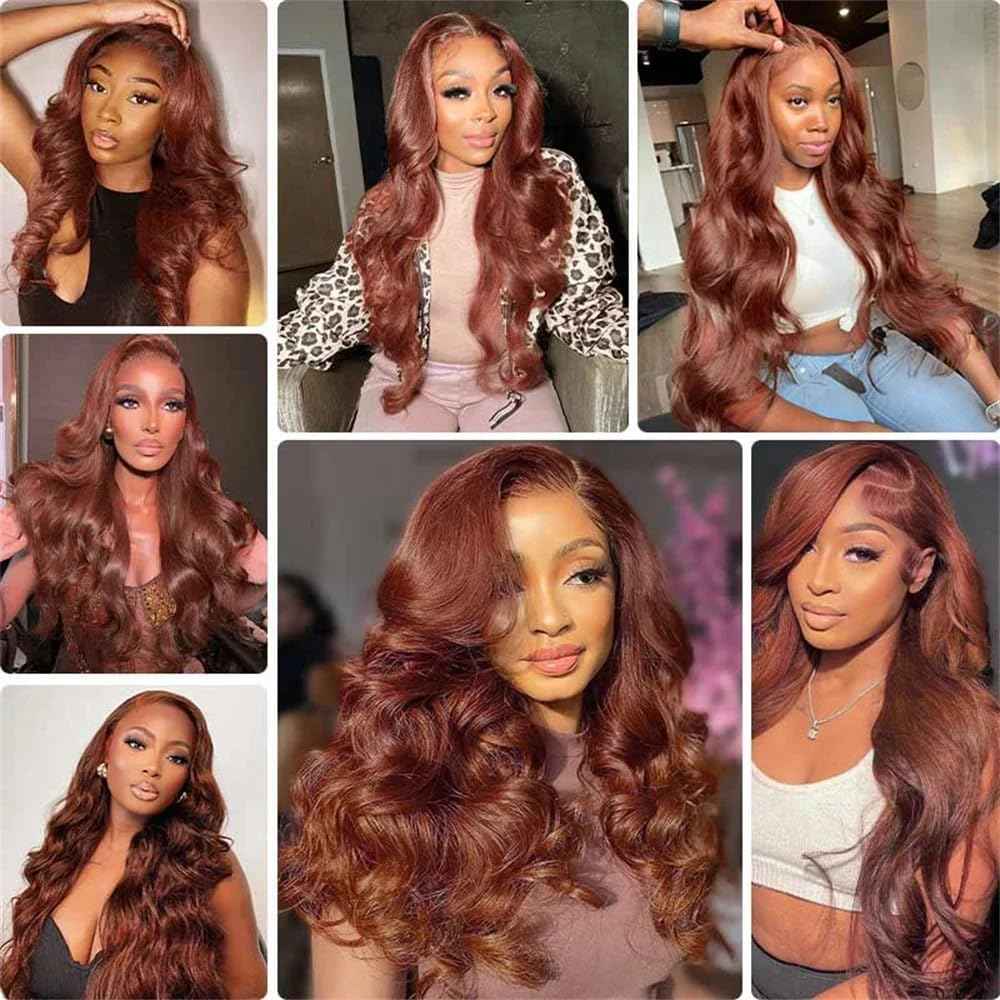 Giginger Bundles Human Hair 24 26 28 Inch Reddish Brown Body Wave Bundles Color 33 Human Hair Body Wave Unprocessed Quick Weave Soft Sewn In Hair Extensions for Black Women