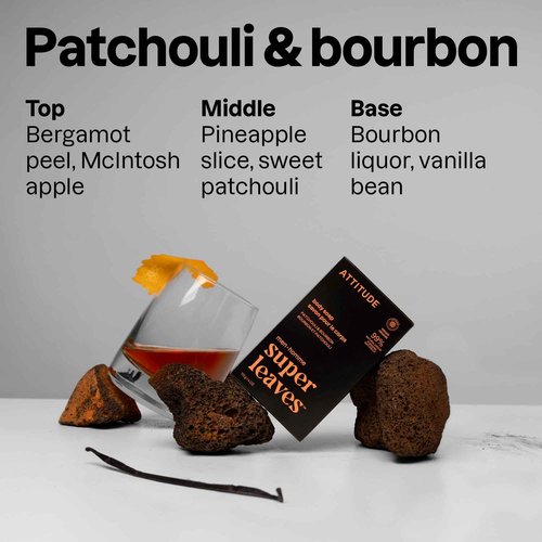 ATTITUDE Bar Soap Body Wash for Men, For Body and Hands, 99% Natural Origin Ingredients with Avocado Oil, EWG Verified, Patchouli & Bourbon, 4 Oz (Pack of 6)