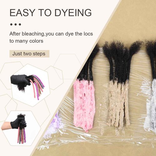 DAIXI 0.6cm and 0.2cm 0.4cm 0.8cm Options 8 Inch 40 Strands 100% Real Human Hair Dreadlock Extensions for Man/Women Handmade Permanent Loc Extensions Bundles Can Be Dyed Bleached Curled Twisted