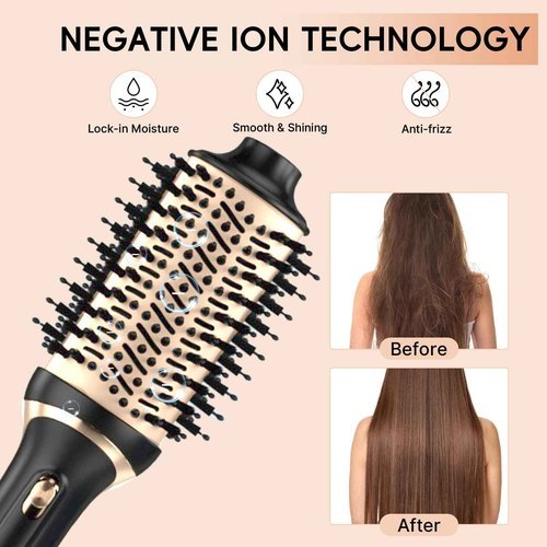 Nycoba Hair Dryer Brush Set, Multifunctional Hot Air Brush for Salon Blowouts, Negative Ion Technology & Quick Drying, Shiny and Less Frizz, Champagne Gold