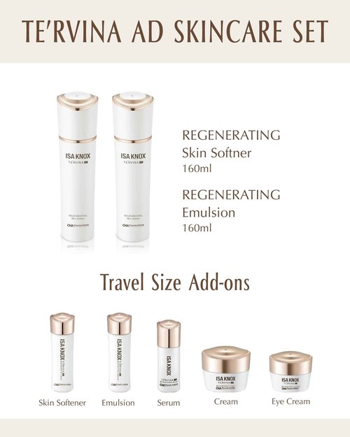 ISA KNOX TE'RVINA AD Regenerating Skincare Set (12.7fl oz) - Hydrating, Nourishing & Firming Toner & Moisturizer Set for Youthful and Radiant Skin, Placenta, Rose Absolute