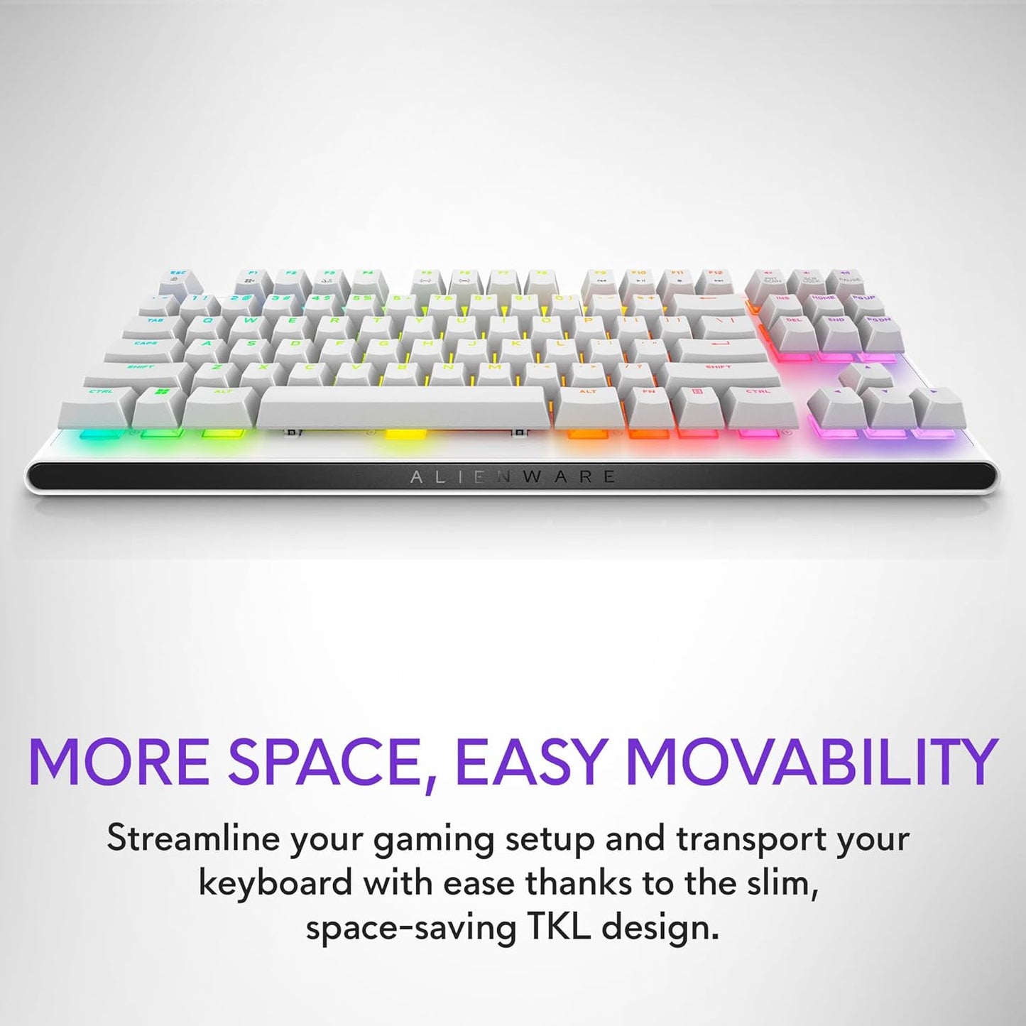 Alienware Low-Profile RGB Gaming Keyboard AW510K, AlienFx Per Key RGB LED Color Backlighting, Media CONTROLS & USB Passthrough, Cherry MX Low Profile Red Switches