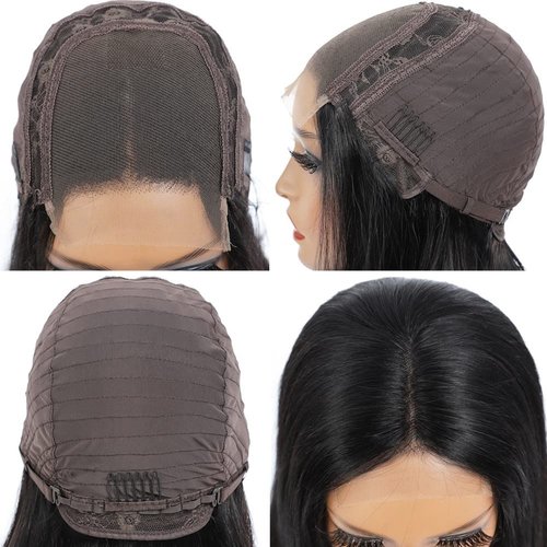 DELHELHAIR 28Inch Straight 4x4 Lace Front Wigs for Black Women Glueless Human Hair Wear and Go Brazilian Virgin HD Transparent Lace Closure Wigs Pre Plucked with Baby Hair