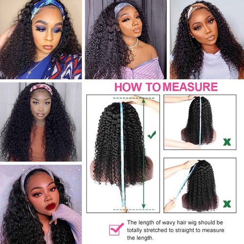 Maytune Deep Wave Headband Wig Human Hair for Black Women None Lace Front Wigs Curly Human Hair Headband Wig Glueless Wear and Go Water Wave Headband Wigs 22 Inch