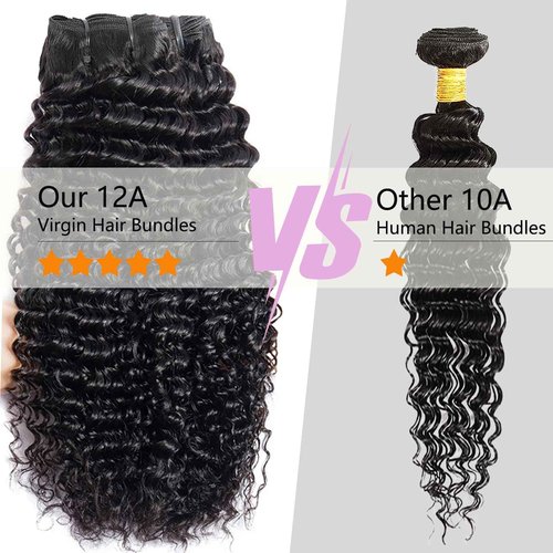 Chikamlty Deep Wave Bundles Human Hair 20 22 24 Inch Deep Curly Bundles 12A Grade 100% Unprocessed Brazilian Virgin Hair Wet and Wavy Bundles Double Weft Deep Weave Natural Black Color