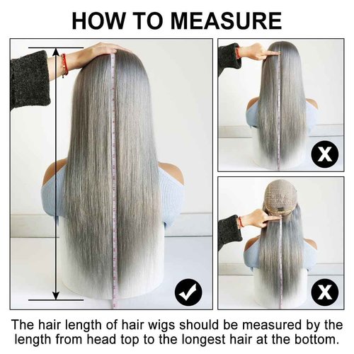 hoshee 200% Density Silver Grey Lace Front Wigs Human Hair For Women No Mixed Fiber Double Drawn Straight Virgin Hair Wig 13x4 UHD Lace Frontal Wig Brazilian Hair 18 Inches