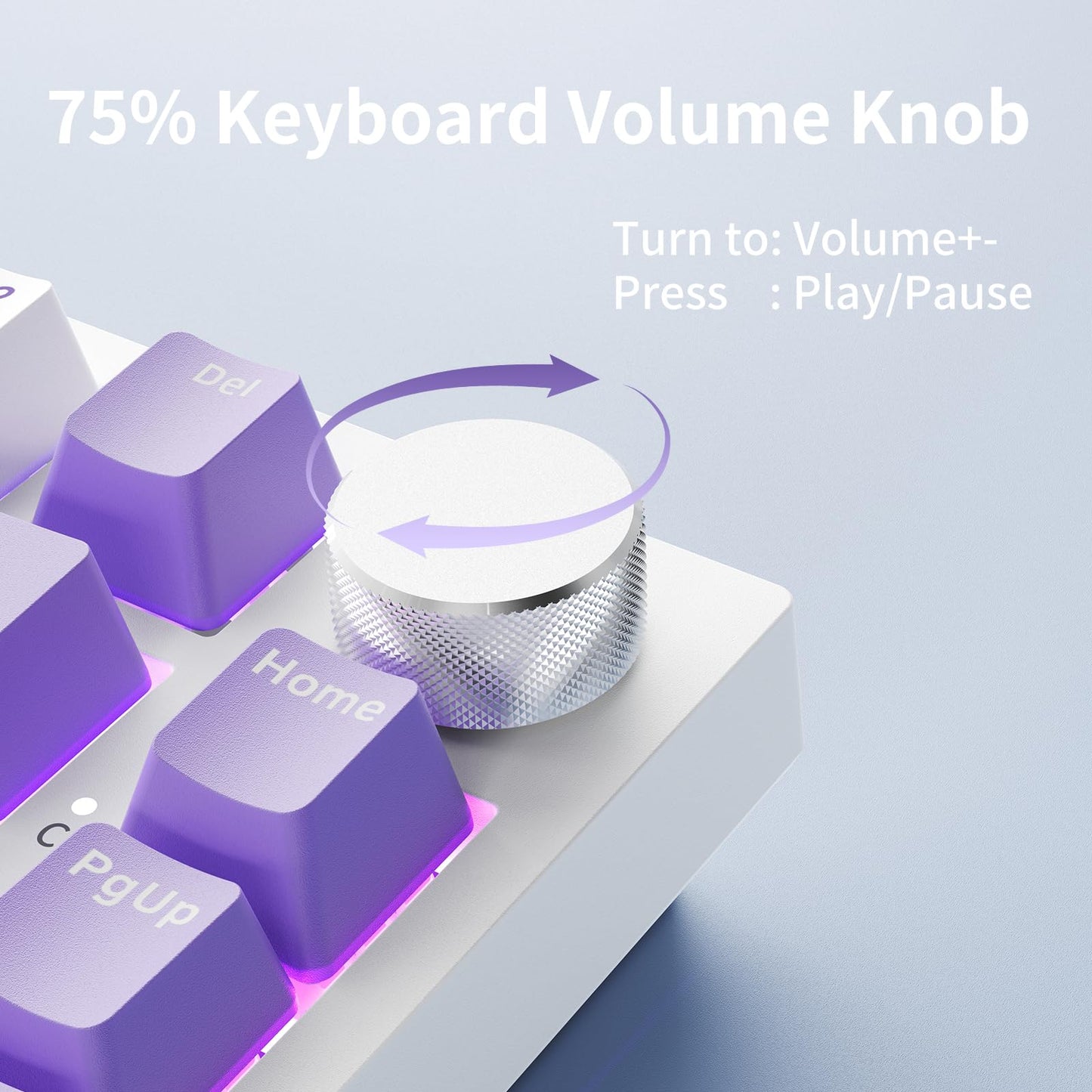 AJAZZ AK820 75% Wired RGB Gasket Mechanical Keyboard with Volume Knob, South Facing LED, Poron Foam, PBT Keycaps, Custom Programmable Hot-Swap Keyboard