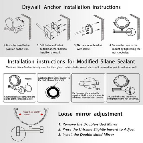 LEDOOLE Rechargeable Wall Mounted Lighted Makeup Vanity Mirror with Magnification, 8 Inch Double-Sided 10X Magnifying Bathroom Mirror, Light up Mirror Foldable, Vibrant Brushed Nickel