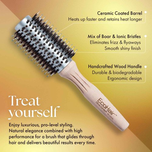Olivia Garden EcoHair Combo Vent Round Bamboo Hair Brush EH-BOX01