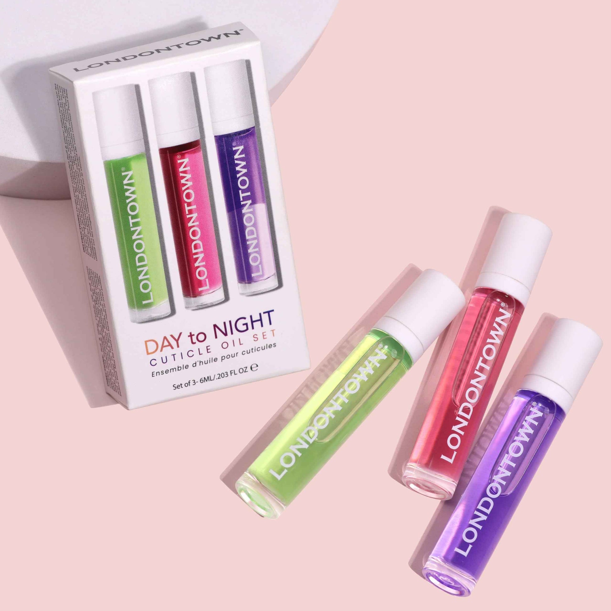 LONDONTOWN Roll and Glow Cuticle Oil - Nail Care Strengthener and Moisturizer for Dry Cracked Cuticles, Travel-Friendly Nail Treatment - Set of 3, 0.2 Fl oz