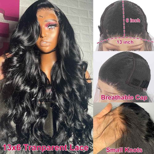 Nognut 30 Inch Body Wave Lace Front Wigs Human Hair 200 Density 13x6 Lace Front Wigs Human Hair Body Wave Glueless Wigs Pre Plucked Lace Wig
