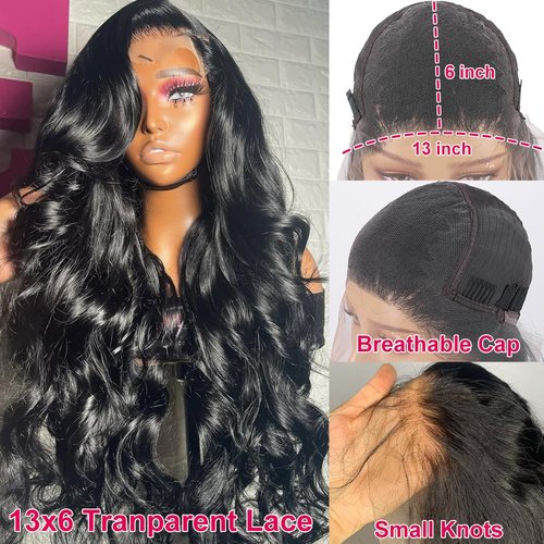 Nognut 13x6 Body Wave Lace Front Wigs Human Hair 200% Density Body Wave Lace Frontal Wigs Human Hair for Women Pre Plucked Glueless Wigs with Baby Hair 24 Inch