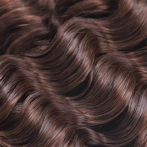 QVR Water Wave Crochet Hair Natural Black Machine Made Feather Human Hair Extension 16 inch 56 Gram Per Pack Dark Brown Color