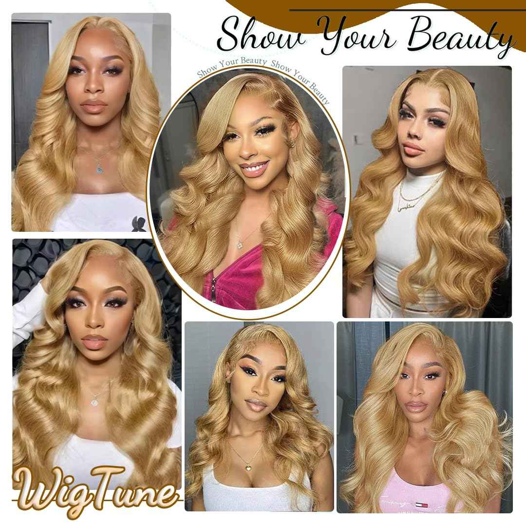 Honey Blonde Body Wave Bundles Human Hair 12A Raw Hair NO.1 Color 27 Bundles Human Hair 14 16 18 20 Inch 100% Unprocessed Brazilian Virgin Hair for Black Women