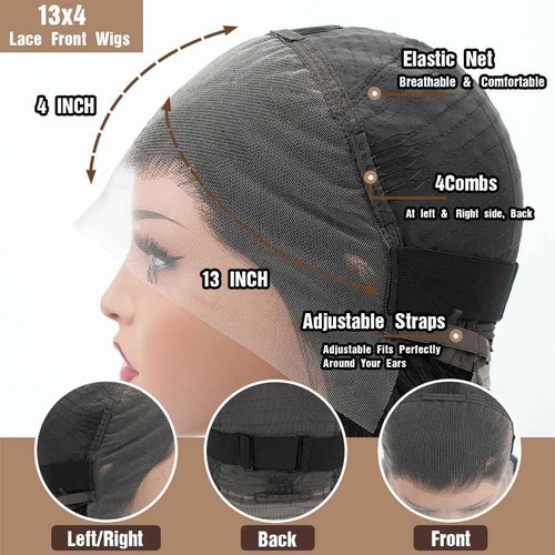 ISWEET 14" 13x4 Glueless Wigs Human Hair Pre Plucked Pre Cut with Baby Hair, 210% Density 12A Brazilian Body Wave Lace Front Wigs Human Hair, Burgundy HD Transparent Wear and Go Wigs for Black Women