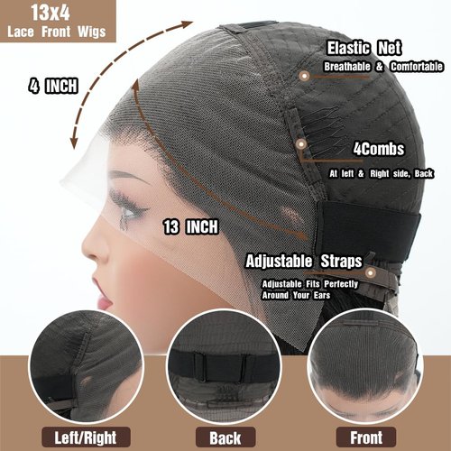 14" 13x4 Glueless Wigs Human Hair Pre Plucked Pre Cut with Baby Hair, 210% Density 12A Brazilian Body Wave Lace Front Wigs Human Hair, Chocolate Brown HD Transparent Wear and Go Wigs for Black Women