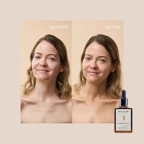 Self Glow by James Read - Sunbright Mix-In Tinted Tan Drops for Customizable Glow | Blend into Moisturizer, Serum, or Makeup | Instant, Buildable Glow | Silicone + Drying Alcohol-Free (30mL | 1 fl oz)
