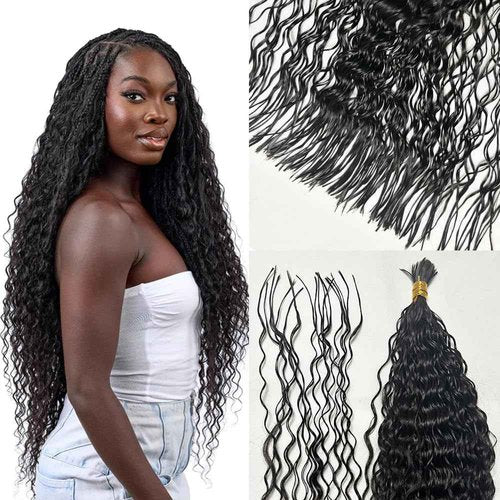 RHEANNA Pre-Divided Curly Bulk Human Hair For Boho Braids Loose Deep Wave Bulk Human Hair For Braiding Double Drawn Extensions (640 Roots)18inch/200g