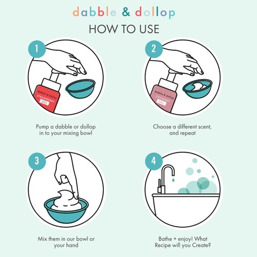 Dabble & Dollop Rainbow of Bubbles – Natural 4-in-1 Bath Set for Kids, Includes Bubble Bath, Body Wash, Shampoo, No Parabens/Sulfates, Vegan, Gluten-Free, Tear-Free (7-Pack)
