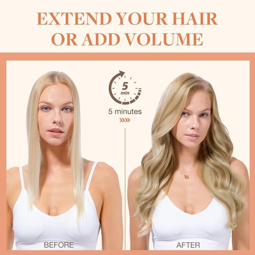GOO GOO Invisi Edge Clip in Hair Extensions Set, 12inch 85g, 5pcs Injected Seamless PU Clip ins and 2pcs Classical PU Clip insp ins, Virgin Real Human Hair, #60A