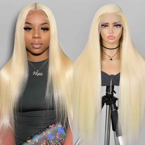 613 Lace Front Wig Human Hair 13x6 Transparent Lace Straight 613 HD Lace Frontal Wig Blonde Wig Human Hair Pre Plucked with Baby Hair 20 Inch 200 Density