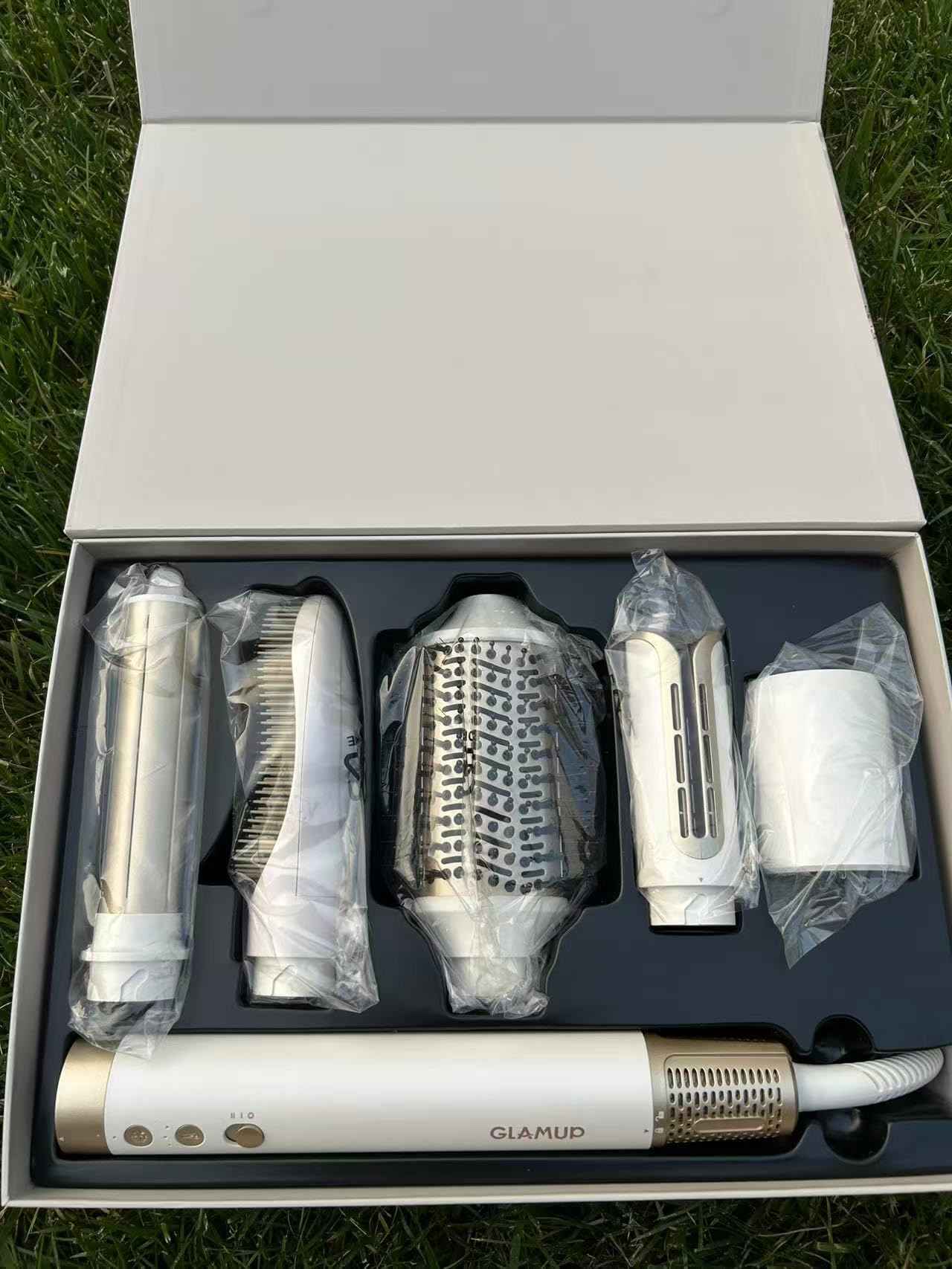 GLAMUP 6 in 1 Hot Air Styler, Coanda Auto-Wrap Hair Dryer Brush & Volumizer, Refurbished Multi Hair Tool (Renewed)