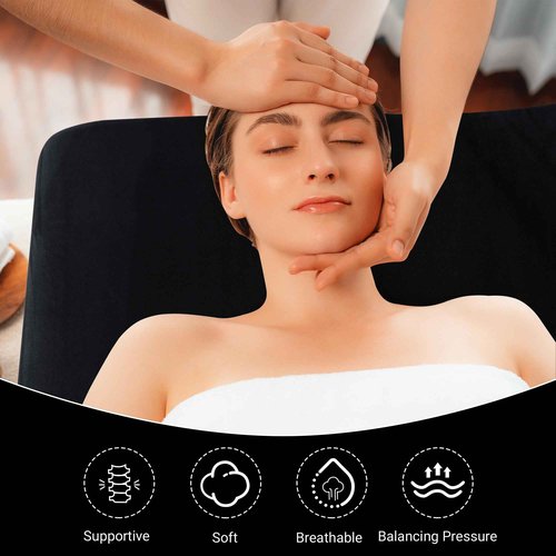 BALAPET Ergonomic Curvy Foam Massage Bed Mattress Topper, 70" x 28", Black, Supportive Massage Table Mattress Pad, Non-Slip Lash Bed Cushion, Velvet Cover, Easy Clean, Adult, Hypoallergenic