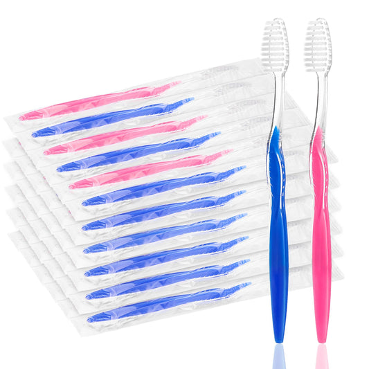 HQSLsund 500 pcs Prepasted Disposable Toothbrushes Bulk Individually Wrapped Pre Pasted Soft Bristle Tooth Brush Set Travel Toothbrushes for Homeless Gift Hotel Camping Travel