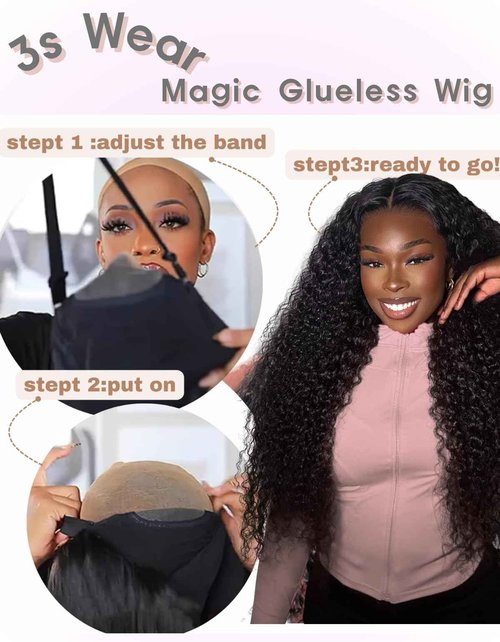 Qokyku Glueless Wigs Human Hair Pre Plucked Pre Cut Deep Wave Lace Front Wigs Human Hair 5x5 HD Lace Closure Wig 180 Density Wear and Go Wig for Black Women Beginner Friendly 24 Inch