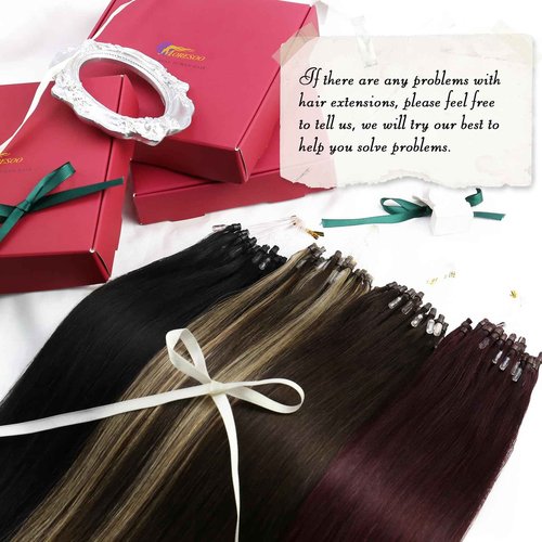 Moresoo 18inch+20inch Black Hair Extensions Real Human Hair Microbead Human Extensions 1g/s 50g/50s Invisible Micro Rings Hair Extensions
