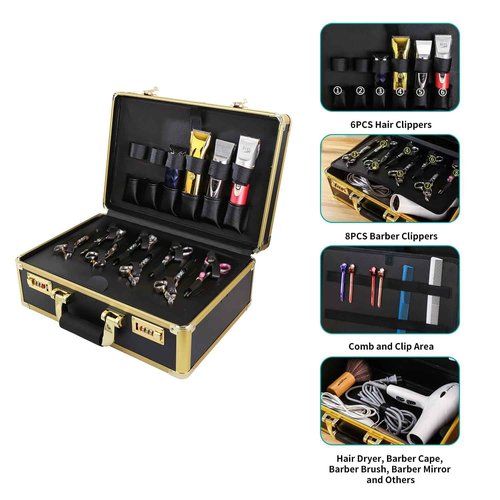 HUIMSWARM Professional Barber Supplies Case, Portable Travel Carrying Case for Hair Stylist & Pet Groomer, Multi-Space Design, Sturdy, Large-Capacity Mobile Stations