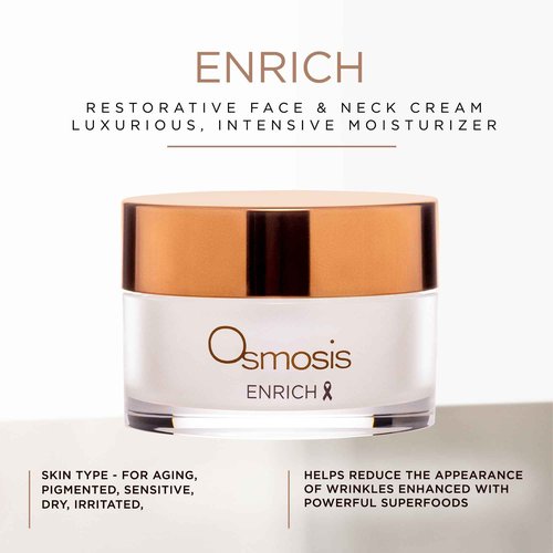 OSMOSIS ENRICH Smoothing Face & Neck Intensive Night Repair Cream Moisturizer with Chirata and Fruit Oils, 1 Oz