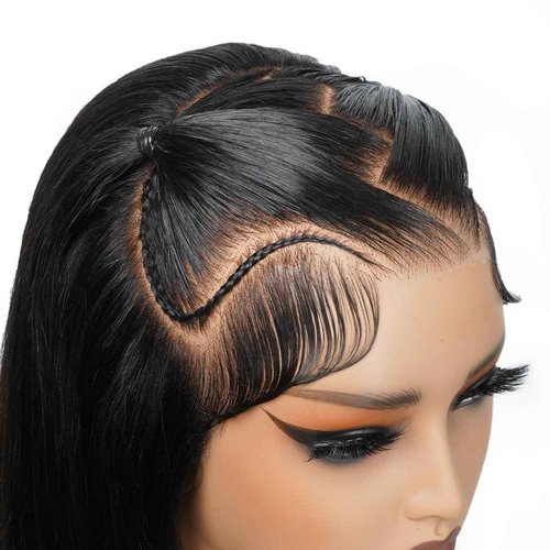 SUPERNOVA Glueless Styled Short Bob Wig Human Hair 13x4 Lace Front Braided Wigs For Black Women Straight Wear And Go Glueless Wigs Human Hair Pre Plucked Pre Cut Lace 200 Density(10 Inch)