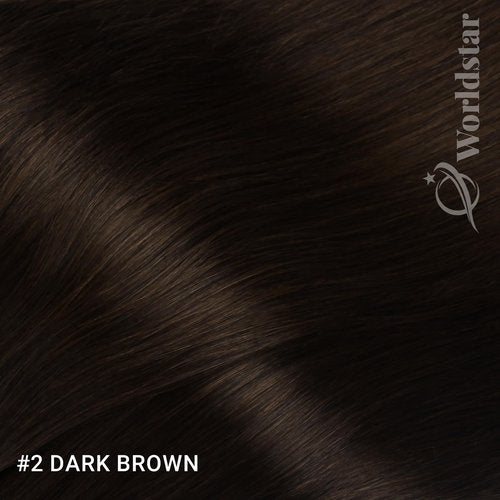Worldstar Seamless Clip in Real Human Hair Extensions, #2 Dark Brown 6pcs 110g 16Inch,Invisible Clip in Hair Extensions Human Hair For Women,Invisible PU Skin Weft Straight Hair (pu#2-16)
