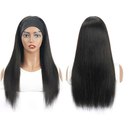 Headband Wig Straight Human Hair Wigs 26 Inch None Lace Front Wigs Glueless Wig 150% Density Brazilian Virgin Human Hair Headband Wigs for Black Women Glueless Human Hair Natural Color