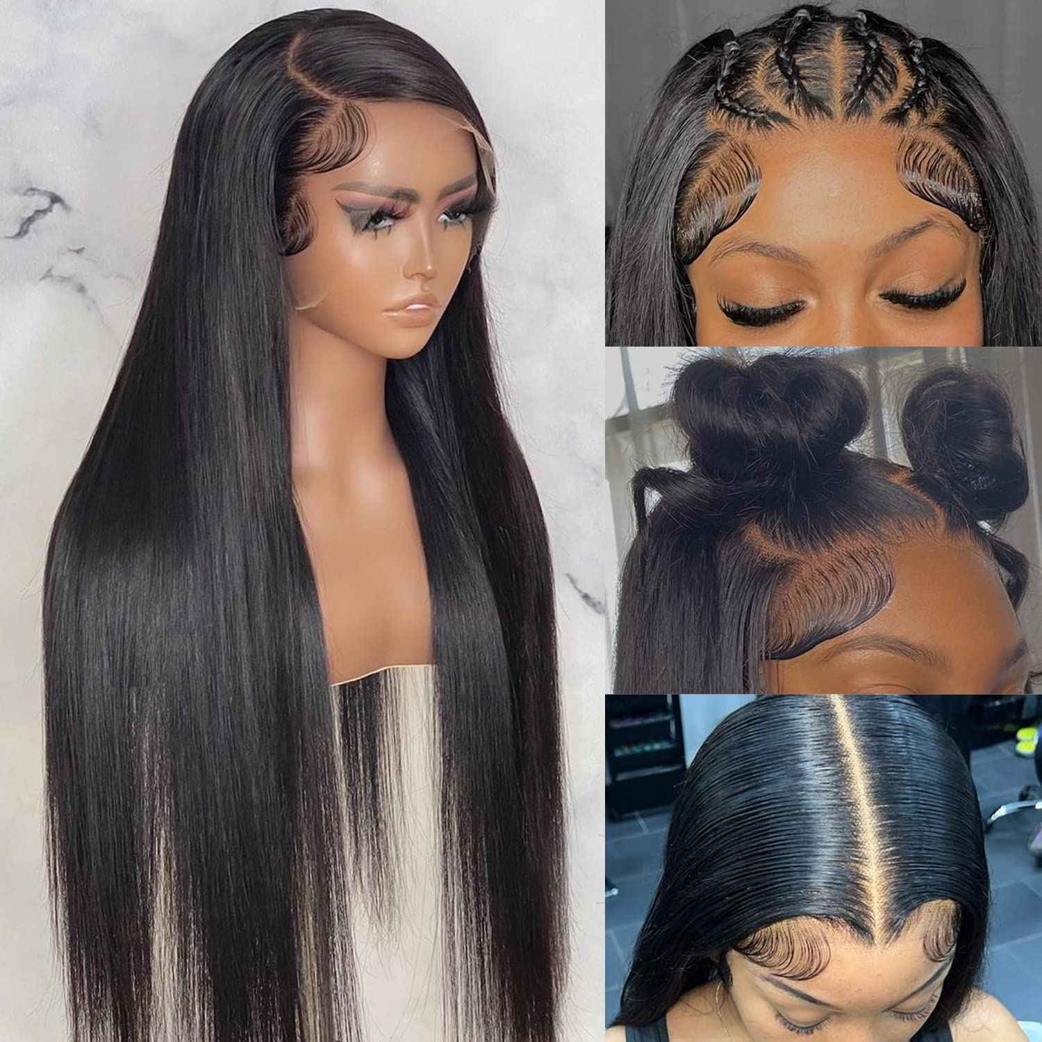 MYLOCKME 24 Inch Straight Lace Front Wig - Human Hair, 13x6 Frontal, HD Lace, 150% Density, Glueless & Pre-Plucked