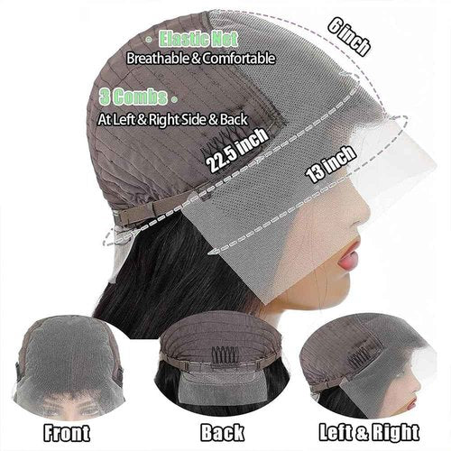 QNCKS 13x6 Deep Wave Lace Front Wigs Human Hair HD Lace Frontal Wigs Human Hair Pre Plucked 200% Density Deep Curly Wig for Women Natural Black 20 Inch