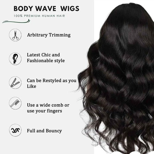 SkyGrow 13x6 Body Wave Lace Front Wigs Human Hair Wig 250 Density 15A Raw HD Lace Frontal Human Hair Wigs for Women 24 inch