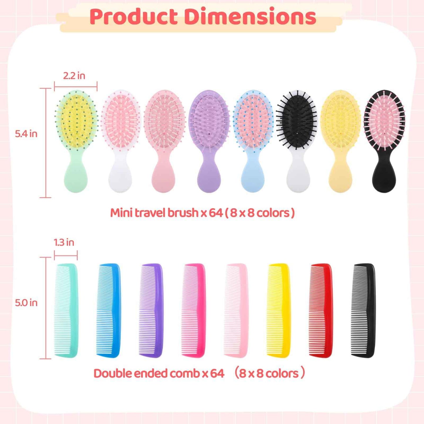 128 PCS Mini Wet Hair Brush Bulk, Travel Detangling Comb Brush with Soft Bristles for Wet and Dry Hair, Smoothing Knots with Ease for Most Hair Types