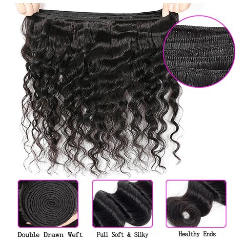 Loose Deep Wave Bundles 16 18 20 Inch Human Hair Bundles for Black Women 10A Grade Unprocessed Brazilian Hair Bundles Human Hair Extensions