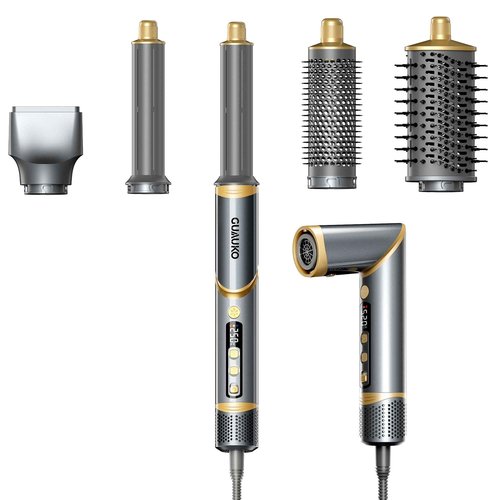 Hair Dryer Brush Hair Styler: 5 in 1 Air Styling & Drying System, 110,000 RPM Auto Air Wrap Hot Air Brush Set for Fast Drying, Curling Volumizing Smoothing&Styling, Detachable Oval Brush, Concentrator