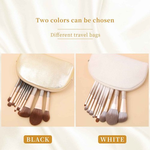 ENZO KEN Natural Hair Makeup Brush Set Professional, Fox Hair Makeup Brushes Set with Case, Glitter Make up Brushes Set Professional, Natural Makeup Brushes, Natural Bristle Makeup Brush - ORRA, White