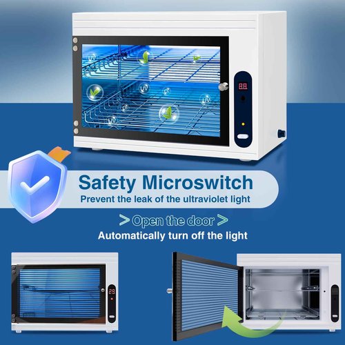 BRBLUERISE Nail Tool Cleaning Machine 17L Big Capacity UV Sanitizer Cabinet Salon Equipment for Spa Beauty Home Metal Tools