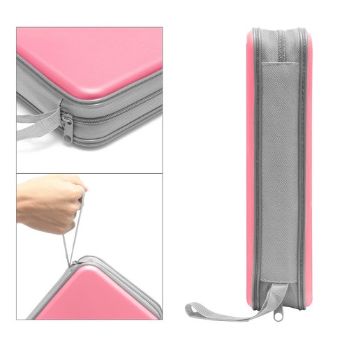 Siveit CD Case, DVD Case Holder 96 Capacity Hard Plastic CD DVD Disc Cases Storage Binder Wallet for Car Home Office Travel (Light Pink)